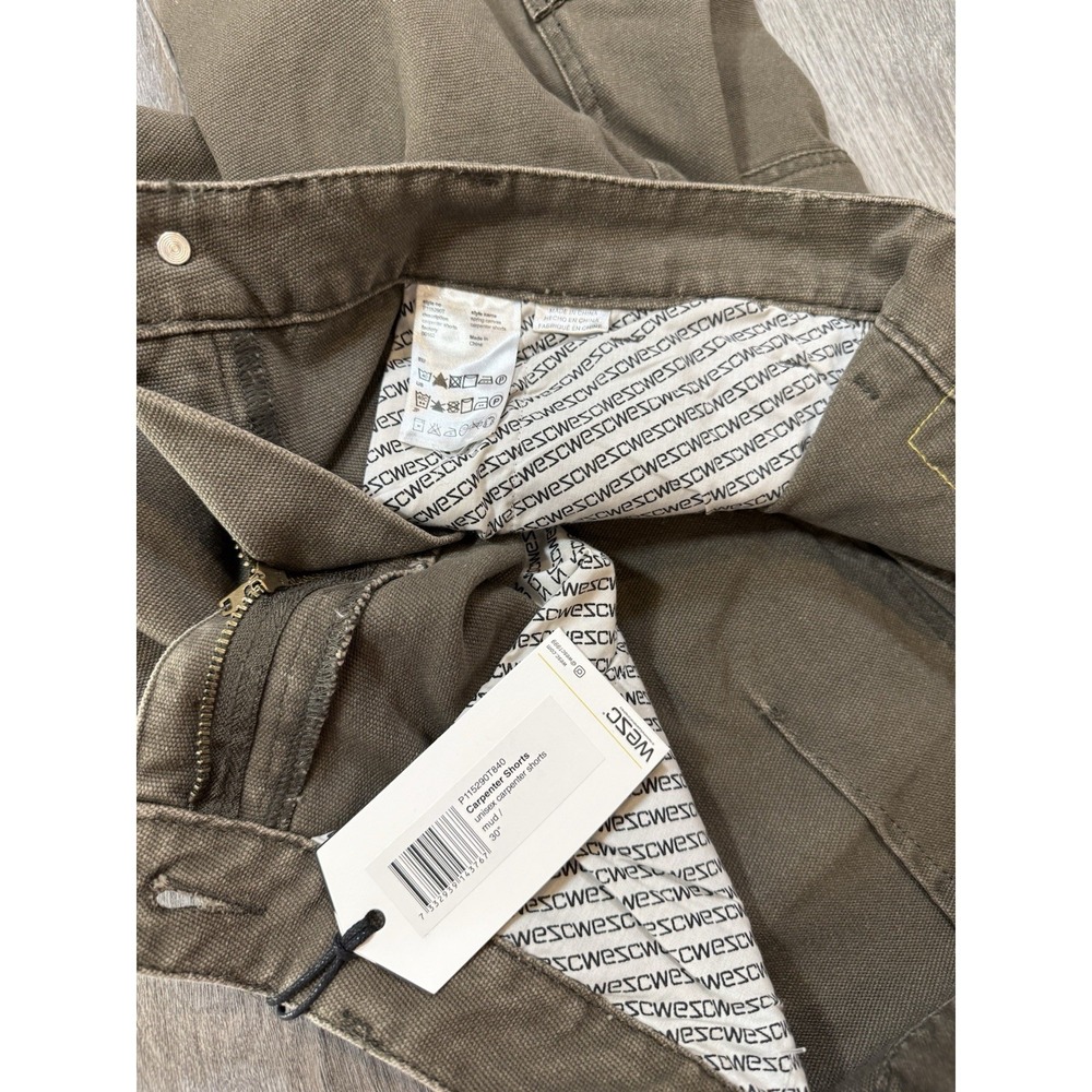 y2k workwear utility urban carpenter jean short canvas mud WeSC NWT size 30 MP50 - Picture 11 of 12
